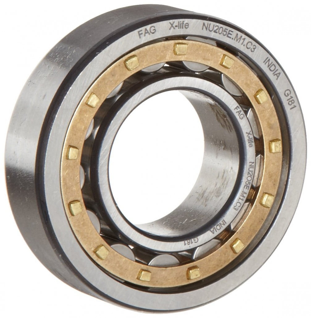 52mm OD Polyamide Cage Single Row 15mm Width 25mm ID C3 Clearance High Capacity Straight Bore FAG NU205E-TVP2-C3 Cylindrical Roller Bearing Removable Inner Ring 