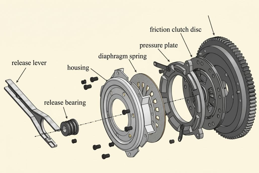 komponen kopling manual mobil
